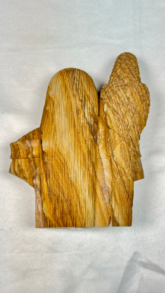Gemstone Indian and Parrot Figure - Picture Jasper (Matt)