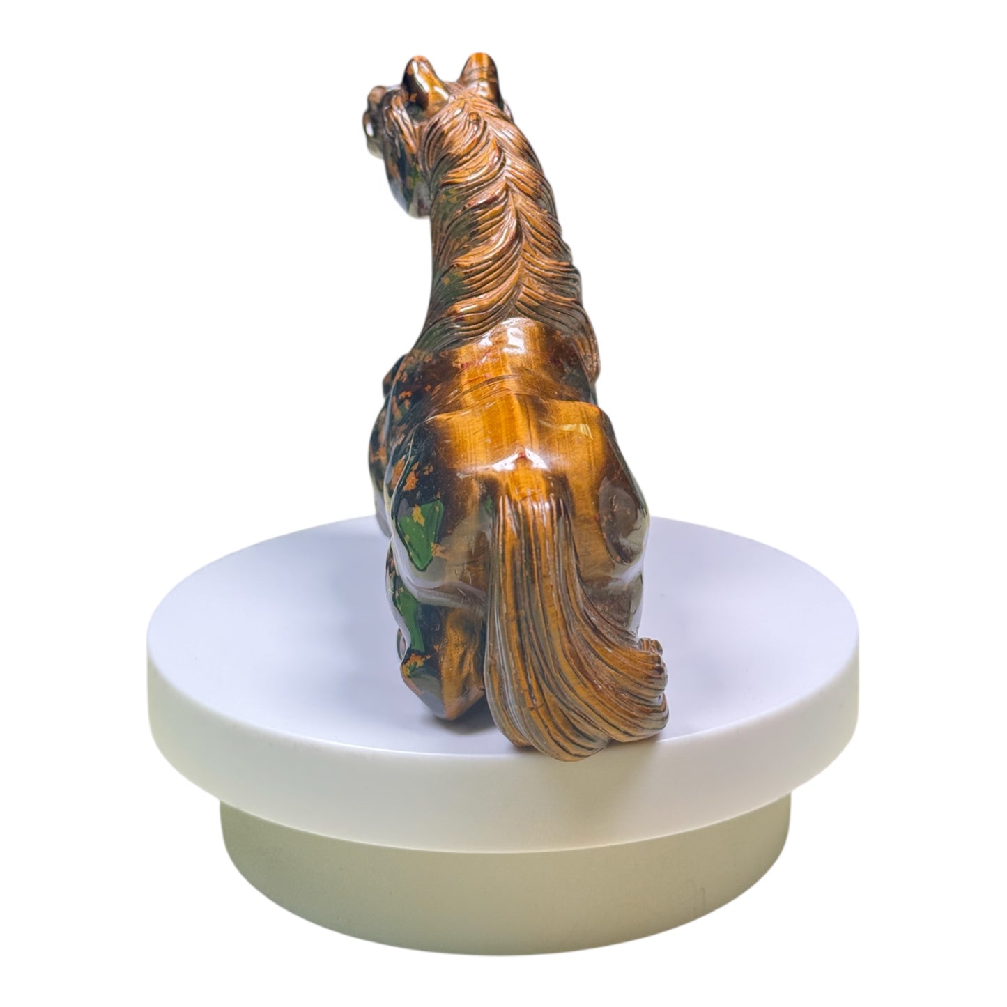 Gemstone Unique Sitting Horse Carving - Yellow Tiger Eye
