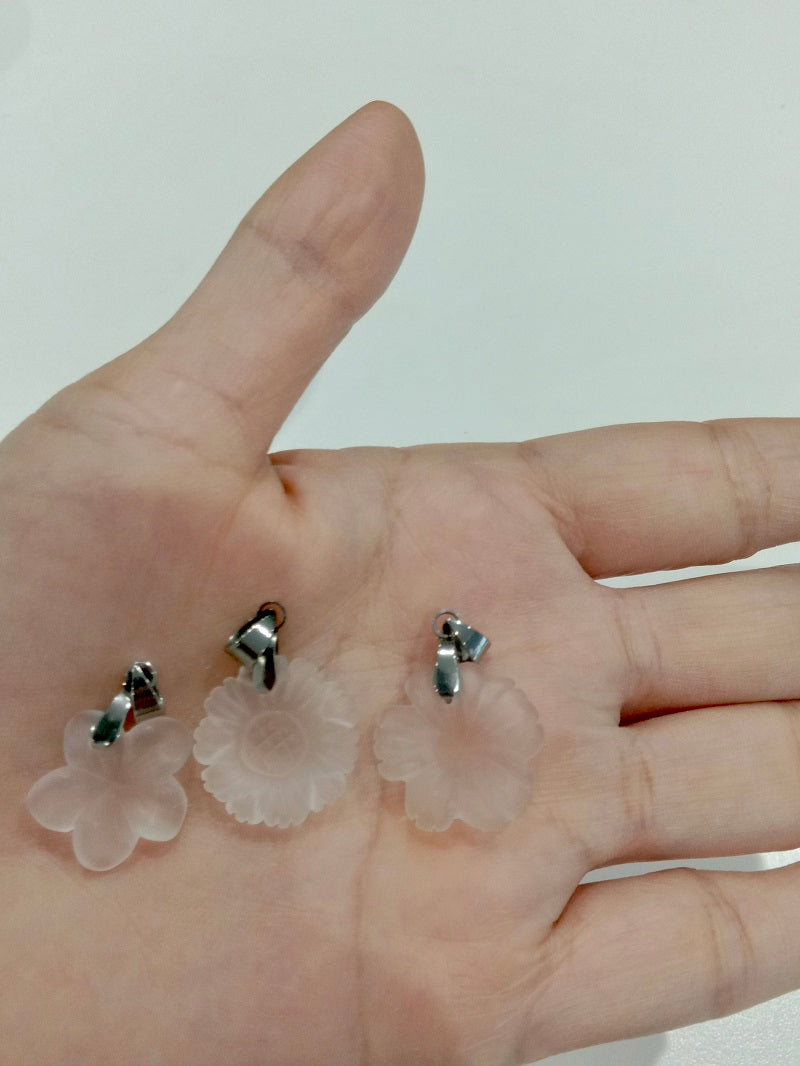 Hand Carved Crystal Flower Pendants