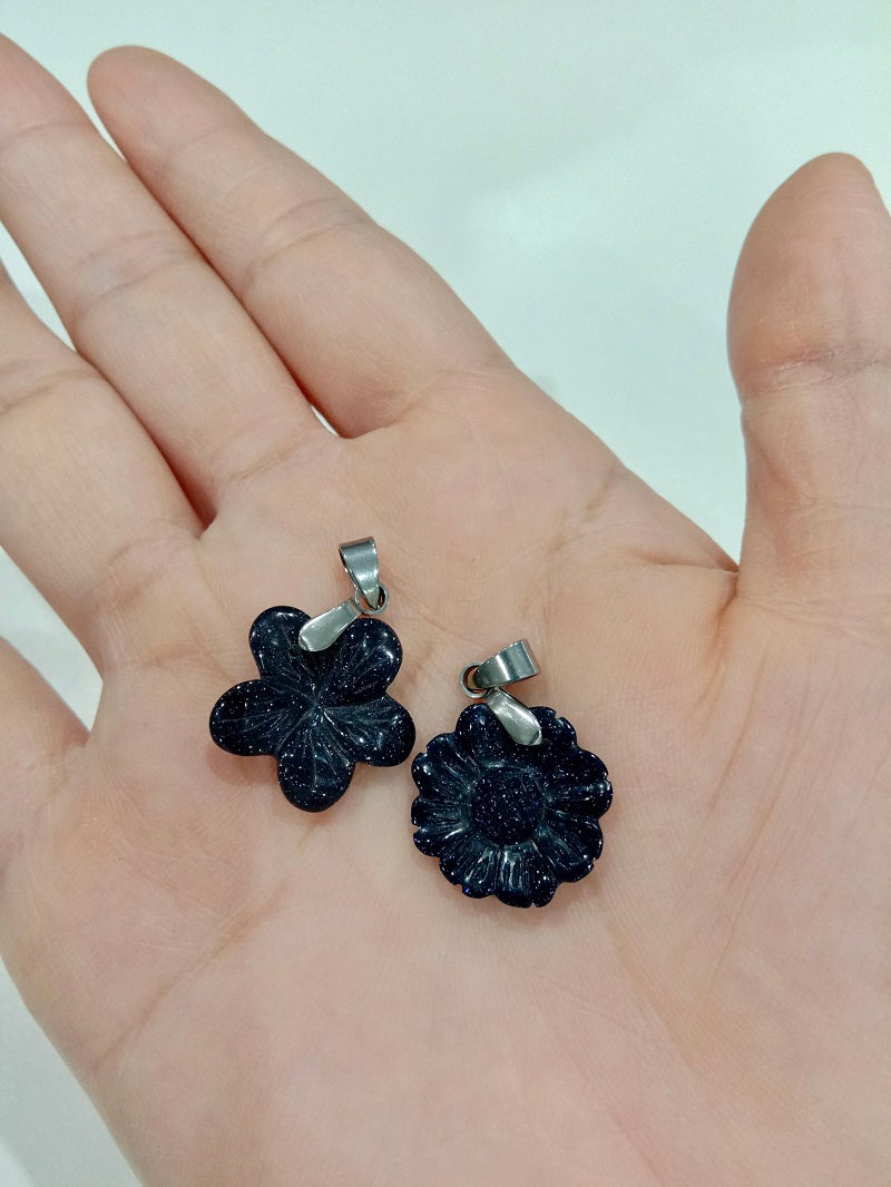Hand Carved Crystal Flower Pendants