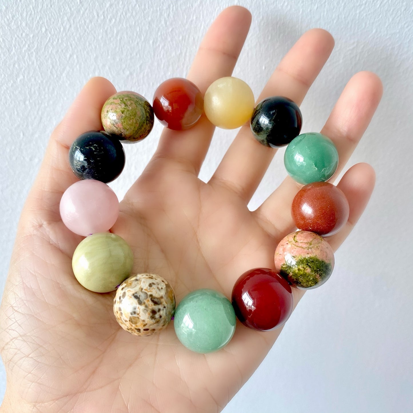 ANTHONY LIVE! -18mm Gemstone Round Beads Chakra Power Healing Bracelet