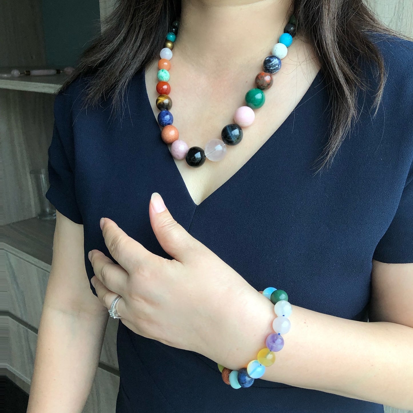 ANTHONY LIVE! - Chakra Power Gemstone Healing Jewelry Set - Necklace & Bracelet