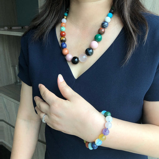 ANTHONY LIVE! - Chakra Power Gemstone Healing Jewelry Set - Necklace & Bracelet