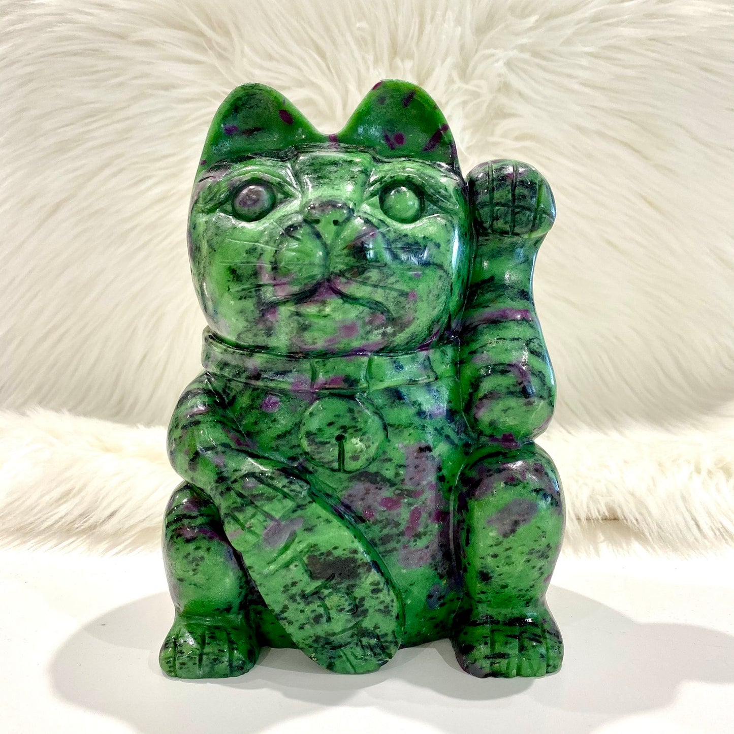 ANTHONY LIVE! 8''9'' Money Cat Hand Carved Feng Shui Decoration