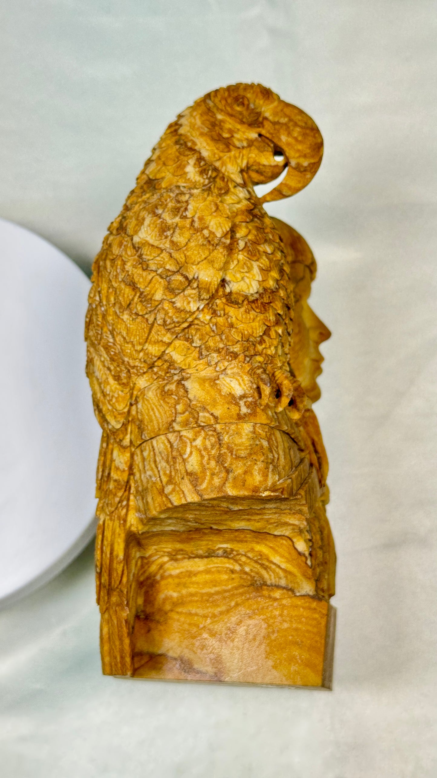 Gemstone Indian and Parrot Figure - Picture Jasper (Matt)