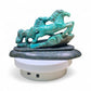 Gemstone Unique Horse Carving with Black Stone Base - Chinese Turquoise