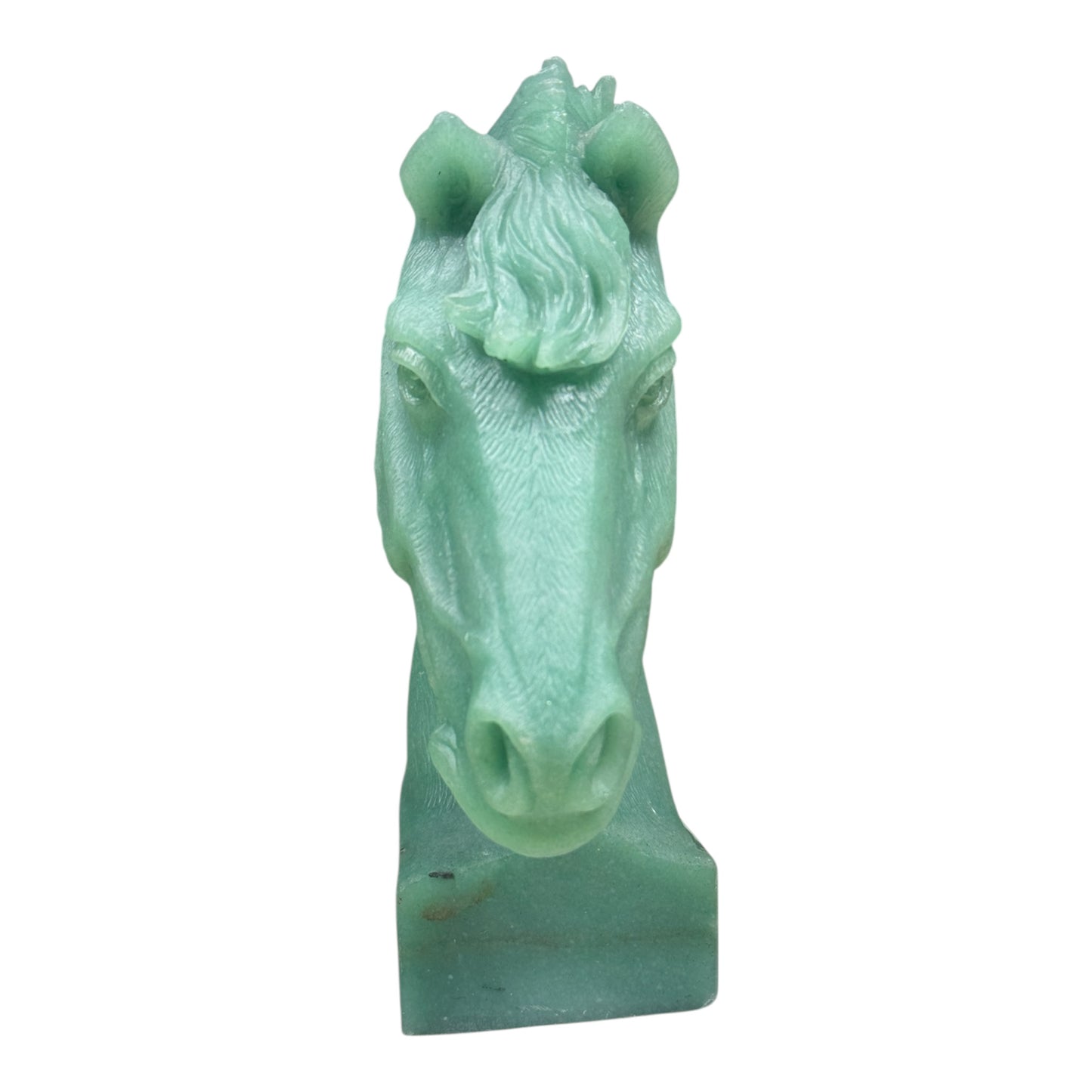 Gemstone Unique Horse Head Carving - Green Aventurine