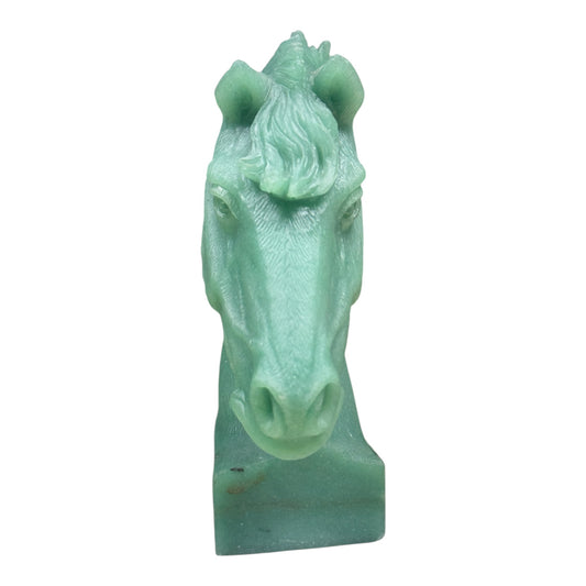 Gemstone Unique Horse Head Carving - Green Aventurine