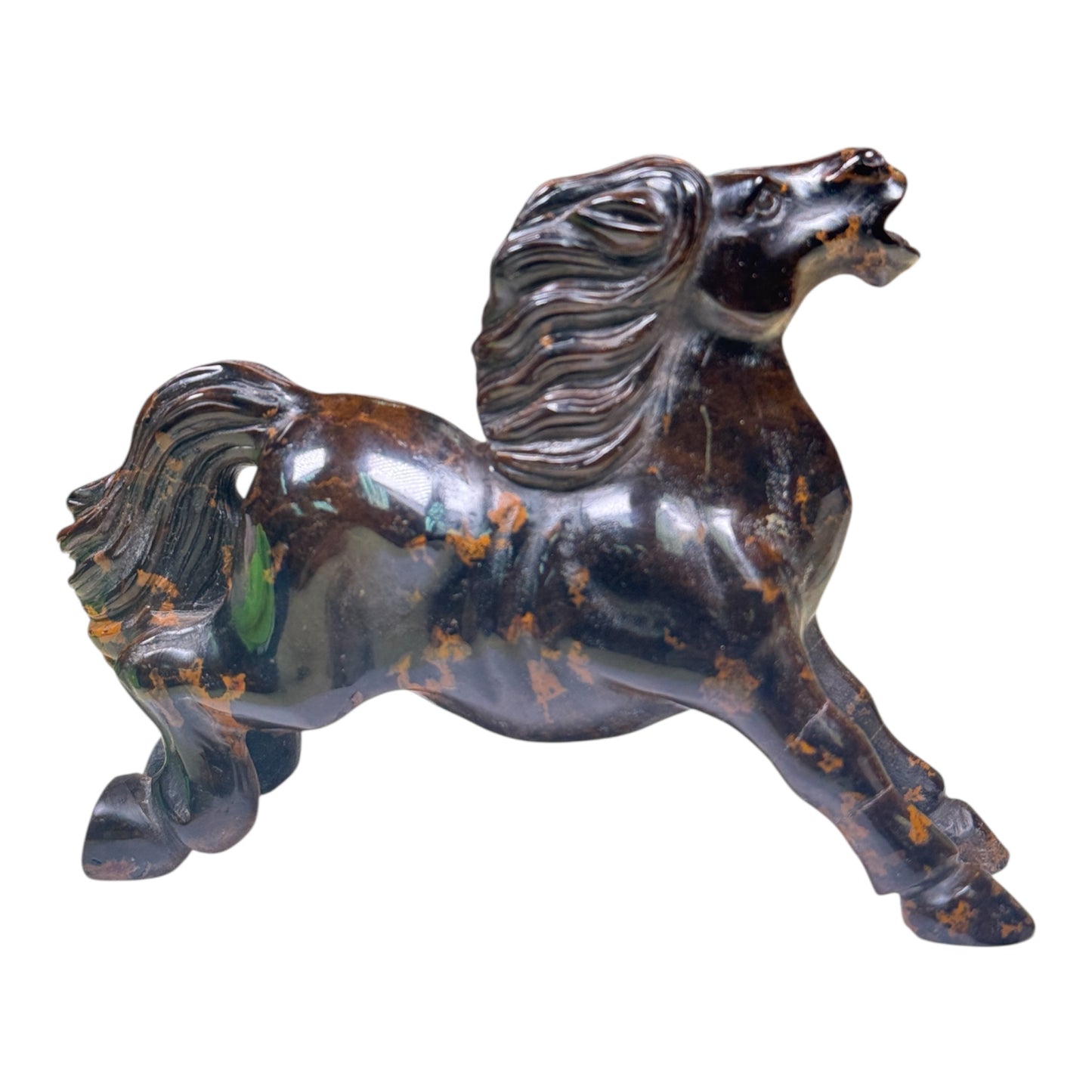 Gemstone Unique Running Horse Carving - Yellow Tiger Eye