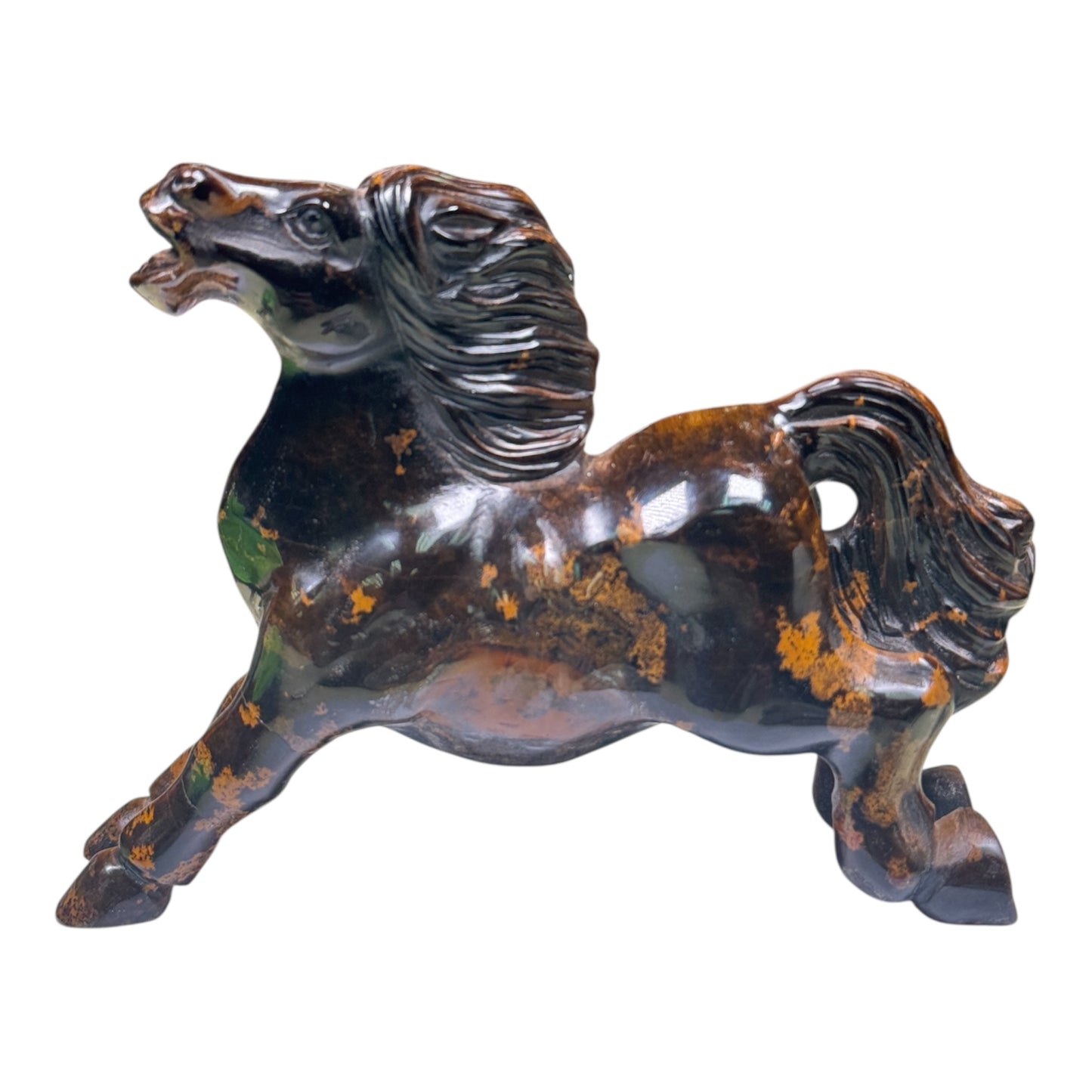 Gemstone Unique Running Horse Carving - Yellow Tiger Eye