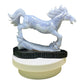 Gemstone Unique Running Horse Carving with Black Stone Base - Blue Lace Agate
