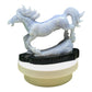 Gemstone Unique Running Horse Carving with Black Stone Base - Blue Lace Agate