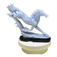 Gemstone Unique Running Horse Carving with Black Stone Base - Blue Lace Agate