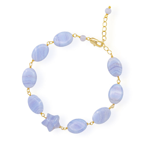 Blue Lace Agate Simple Modern Star Bracelet
