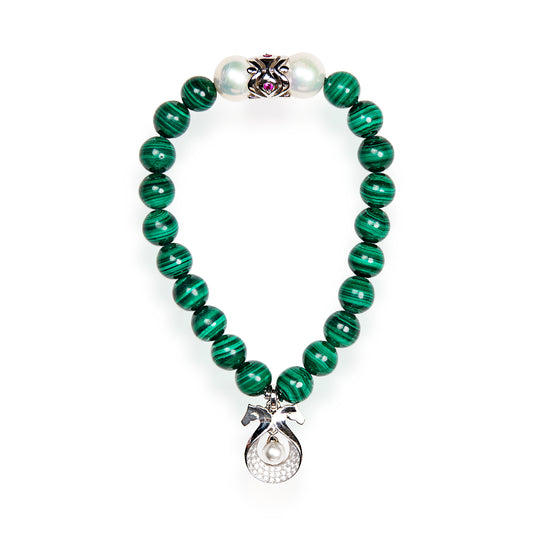 Pearl Malachite Beads Stretch Bracelet