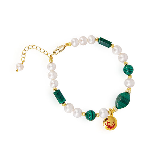 Pearl Malachite Beads Chain Chic Bracelet