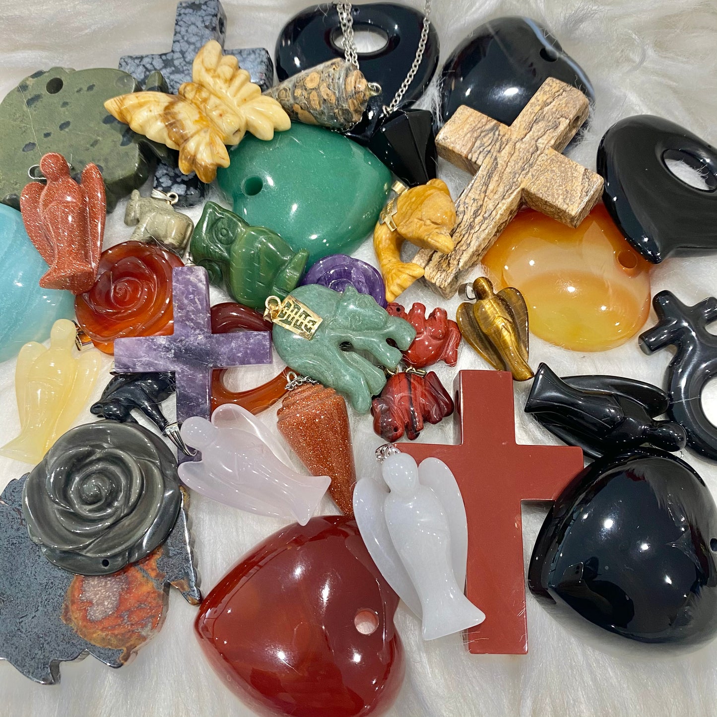 Random 20pcs Gemstone Pendants For Jewelry Making