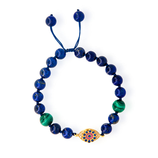 Lapis Malachite Beads Braided Rope Bracelet