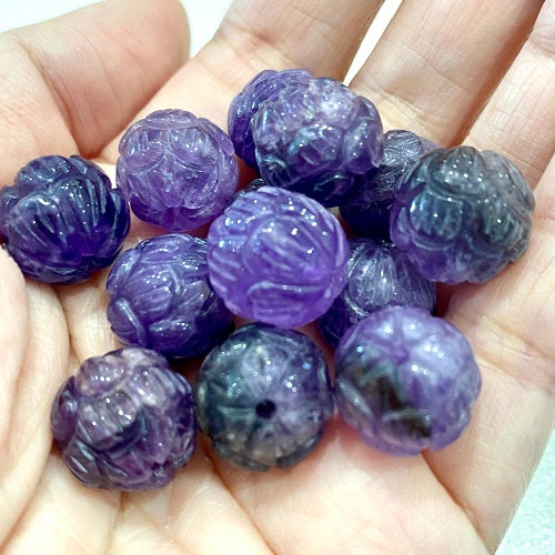 Kate Live!【Lotus】Crystal Carved Beads Bowl (By Pieces)丨Spacers String 8mm Mix Sample Beads as Freebies