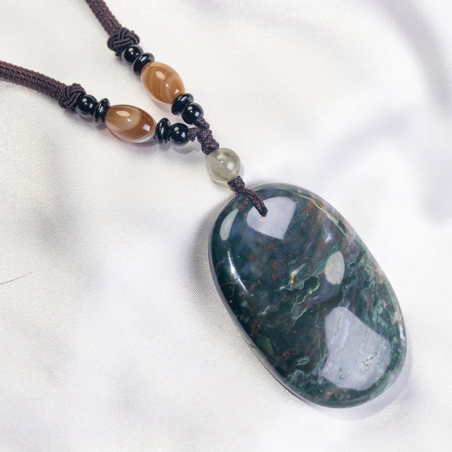 Handmade Worry Stone Pendant Necklace -Length 14‘’