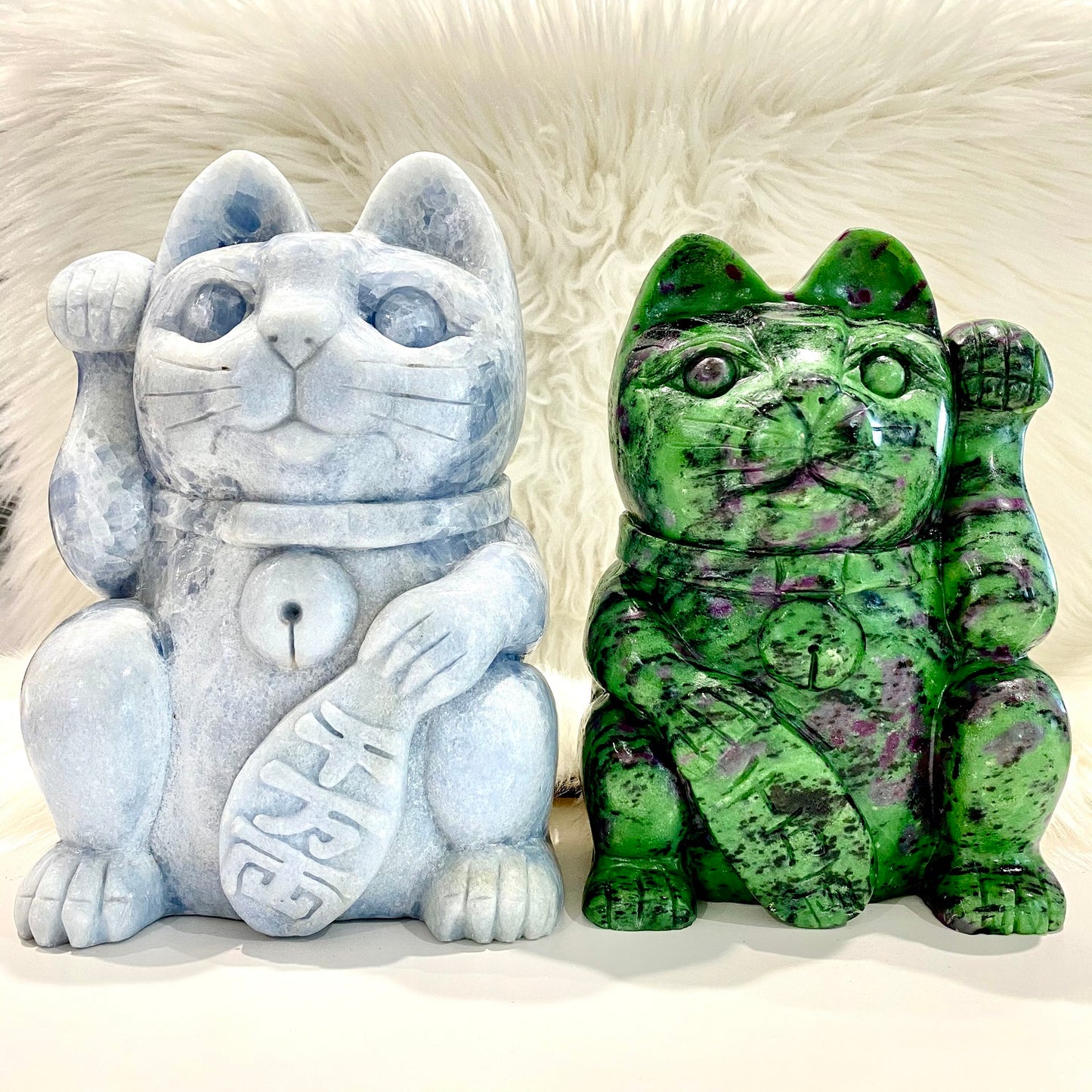 ANTHONY LIVE!  8''9'' Money Cat Hand Carved Feng Shui Decoration